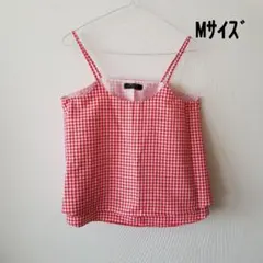 ギンガムチェック 赤×白 キャミソール シンプル/カジュアル Mサイズ