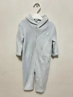 フード付きロンパース 薄いブルー