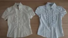 【未使用あり】フリル付きホワイトシャツ 2枚セット Mサイズ