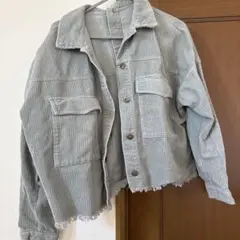 アウター　コーデュロイ　ジャケット　ミントグリーン　グレー