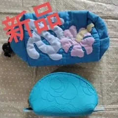 新品、2点セット、ハワイアンキルトポーチと花柄ポーチ