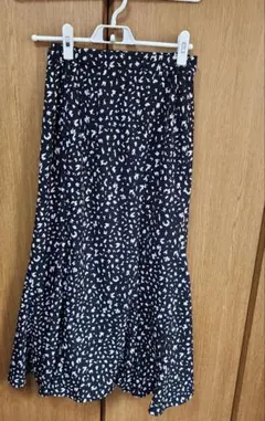 ローリーズファーム　 マーメイドフレア　ロングスカート　レオパード　ブラック