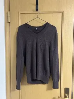 ユニクロ Vネックニット セーター カシミヤ 100% ブラウン