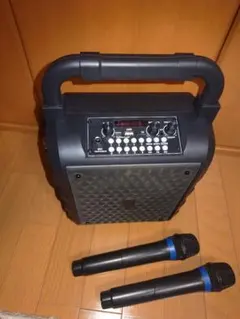 【美品】ポータブルスピーカー T18-T マイク2本付き