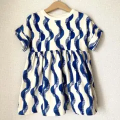 美品！PETIT BATEAU プチバトー　波模様 半袖ワンピース 95cm