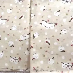 COSMO テキスタイル シマエナガ柄 プリント生地 ベージュ　70x110