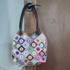 パッチワーク風 トートバッグ カラフル 花柄