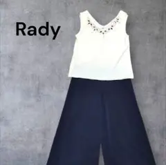 未使用タグ付 Rady レディ オールインワン ビジュー M ネイビー×白のサムネイル