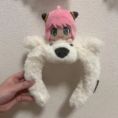 クマカチューシャ ピンクキャラクター付き