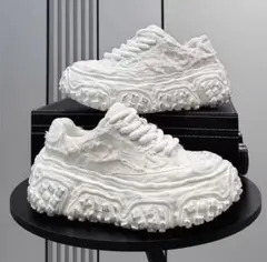 大幅値引き中！ホワイト テクスチャー スニーカー