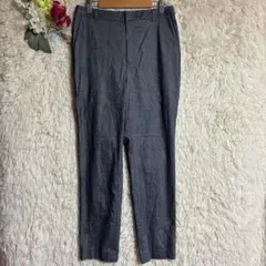 【ラエフ】 麻混 テーパードパンツ デニム風 3 L インディゴ ウエストゴム