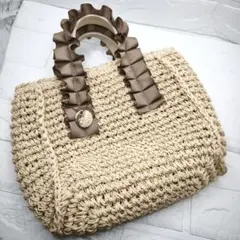 カシュカシュ フリルハンドル ペーパートートバッグ かごバッグのサムネイル