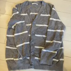 GELATO PIQUE グレー/ホワイトストライプ カーディガン