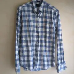 J.Crew スリムフィット 長袖シャツ 青と白のチェック