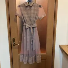 チェックリボン チュールワンピース  パラビオン