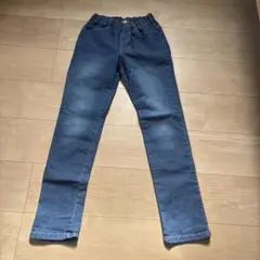 デニムブルー ストレートパンツ ゴムウエスト