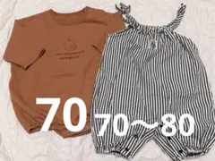 最終値下げ はらぺこあおむし ロンパース ストライプ70cm〜80cm ベビー服