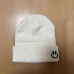 【美品】ニット帽　白　レディース