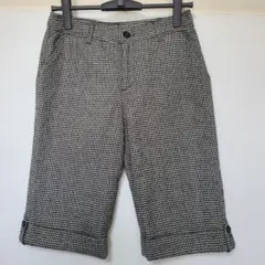 千鳥柄ハーフパンツ　装飾ボタン付きパンツ　Lサイズ