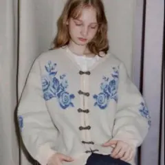 idem イデム　flower china cardigan