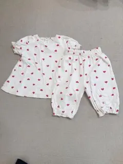 cottoli コトリハート柄 半袖パジャマ セットアップ 100cm