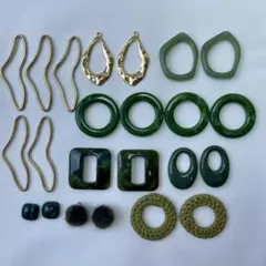 【ハンドメイド　パーツ】アソート✴︎ゴールド&グリーン系