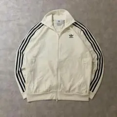 18年製adidas古着トラックジャケット刺繍ロゴスリーラインホワイトDB164