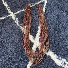 多層ビーズネックレス 赤褐色