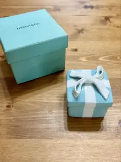 希少☆Tiffany & Co. ティファニー☆ブルーボックス型 貯金箱☆陶器