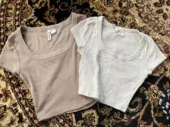 リブ編み半袖Tシャツ2色セット S&XS