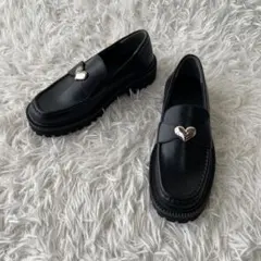 極美品✨Sesto ローファー 厚底 トラックソール ハート ブラック 23.5