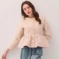 RANDA デザインチュールペプラムリブニット ピンク RANDA デザインチュールペプラムリブニット ピンク - メルカリ