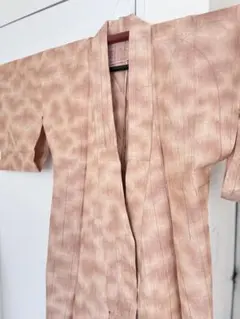 紬 着物 単衣 ピンクベージュ系 芝草のような模様のサムネイル