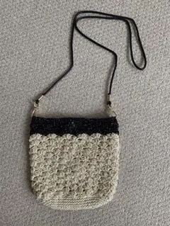 手編み　ショルダーバッグ　ポシェット　毛糸バッグ　スマホショルダーバッグ