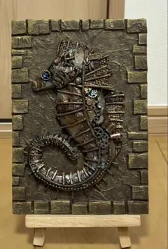 テクスチャーアート タツノオトシゴ スチームパンク風 半立体画 原画一点もの