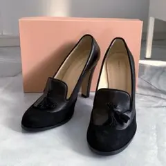 美品 FABIO RUSCONI タッセル ヒール 38 黒