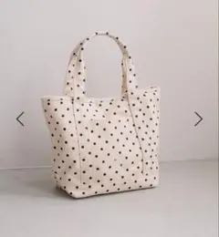 最終値下げ　LOWRYS FARM ＬＦＢＡＳＩＣＴＯＴＥ　ドット×ホワイト