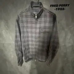 古着 美品 フレッドペリー モノトーン チェック ジップアップ プルゾン 黒 M