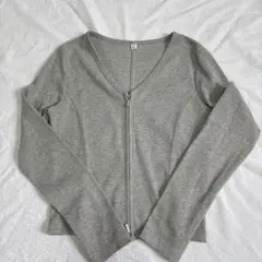 GU リブダブルジップVネックカーディガン