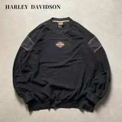 HARLEY DAVIDSONフリーススウェットシャツ長袖ブラック黒ロゴバルーン