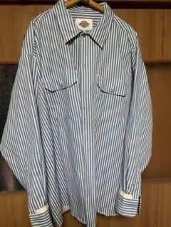 Dickiesストライプ長袖シャツ Mサイズ