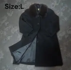 【極美品】高級カシミヤ100% ロングコート リアルファー付 L 黒