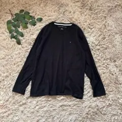6756✾トミーヒルフィガー✾長袖カットソー【S】黒/ワンポイント刺繍/ロンT