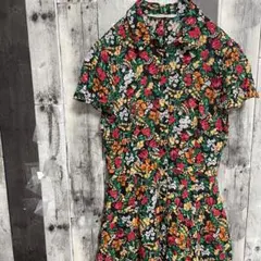 ザラ　ZARA　ロング　カットソーワンピース　花柄　USA S　フレア　総柄