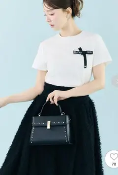 CELFORD（セルフォード）【洗える】ロゴ刺繍リボン付きカットソー　ホワイトのサムネイル