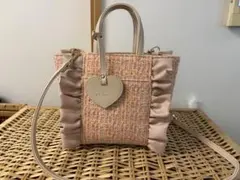 コーラルツイード ベージュゴウヒスムース　ダイアナフリル付きバック