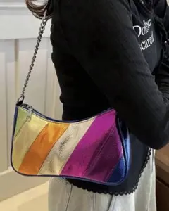 海外❤︎マルチカラー ブロックストライプ ハンドバッグ
