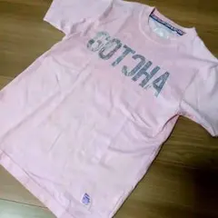 GOTCHA 半袖Tシャツ　 ピンク ラインストーン　ロゴ　刺繍のサムネイル