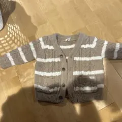 ジェラートピケストライプ柄フリースカーディガン 80-90