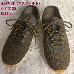 【美品】アスファルト 38 キルティング スニーカー カーキ 厚底 軽量のサムネイル